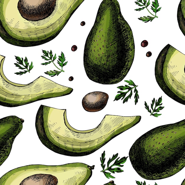 Vector pattern with avocado