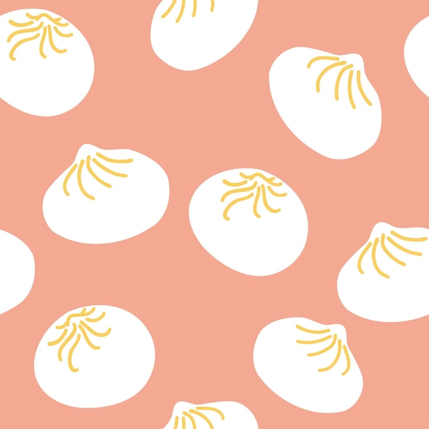 Pattern with baozi hand drawn vector illustration in flat style