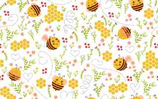 Vector pattern with bees