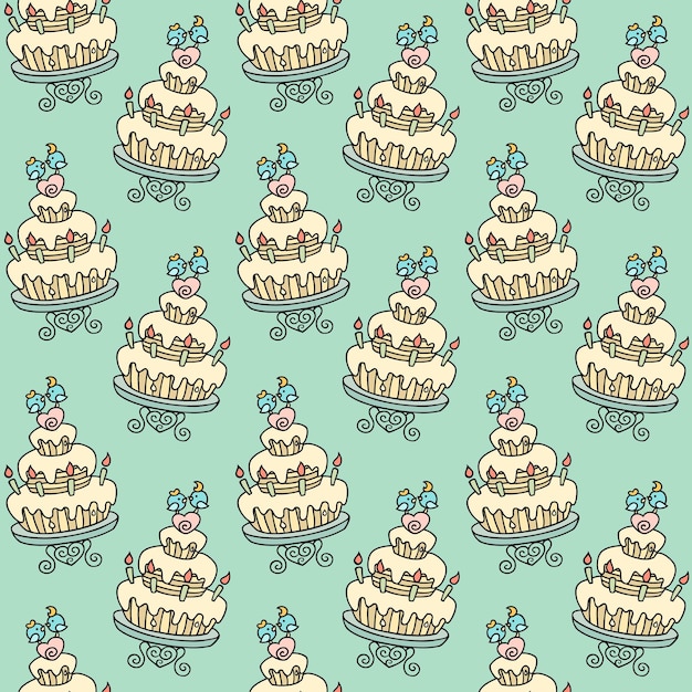 Pattern with birds on the cake