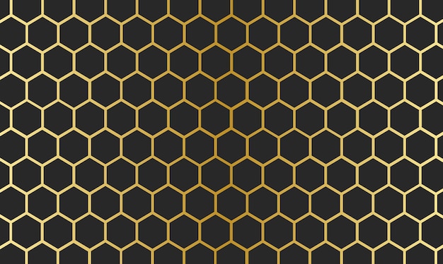 Pattern with black honeycomb on a golden background