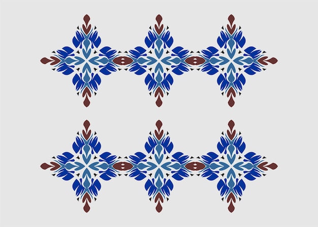 Pattern with blue and red flowers for decoration