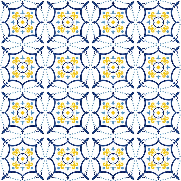 A pattern with a blue and yellow pattern.