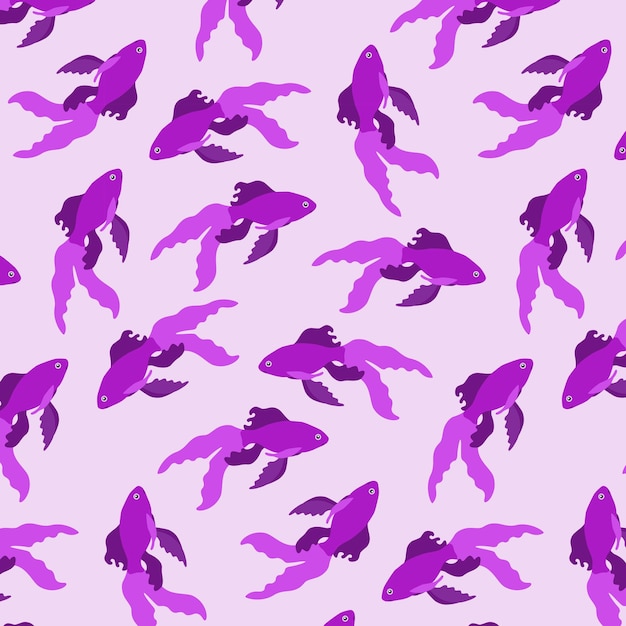 Pattern with bright pink fish on a light pink background