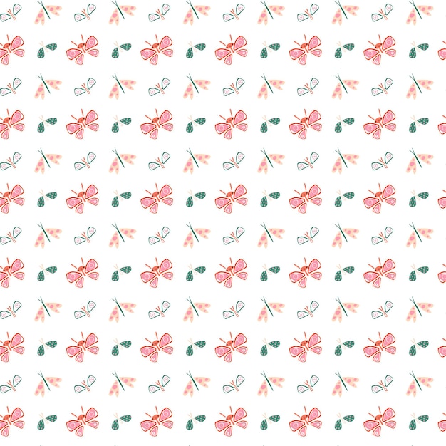 蝶のパターン カラフルな手描きの蝶のシームレスなパターン ベクトル EPS10Design f