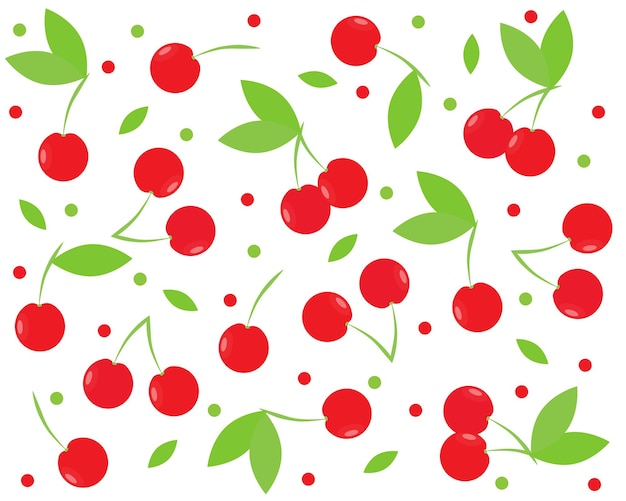 Pattern with cherries with black leaves