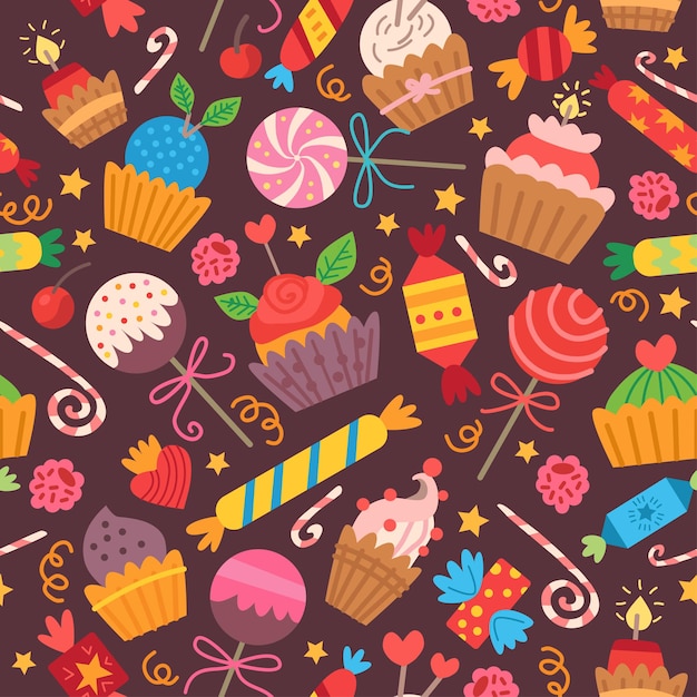 다채로운 과자 사탕 패턴입니다. 생일 파티를 위해