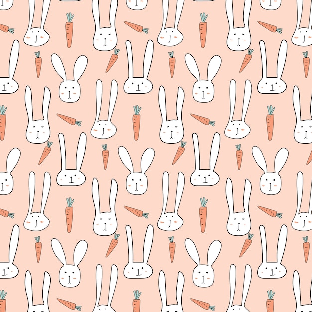 귀여운 토끼와 당근 패턴