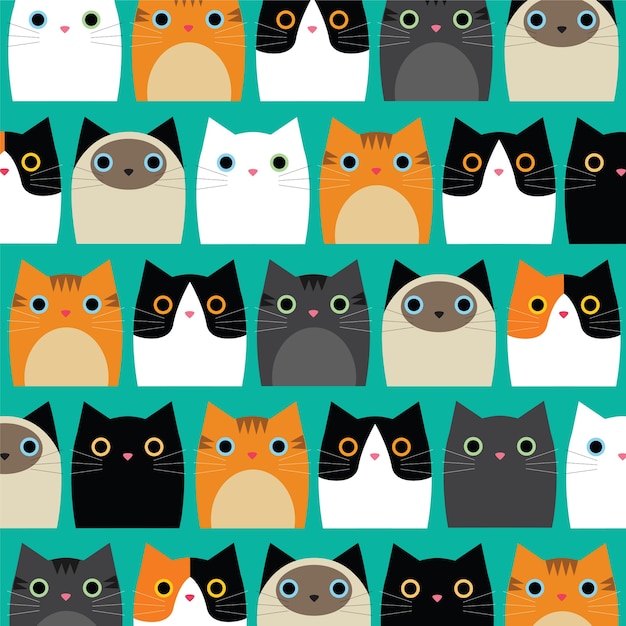 Pattern with cute cats