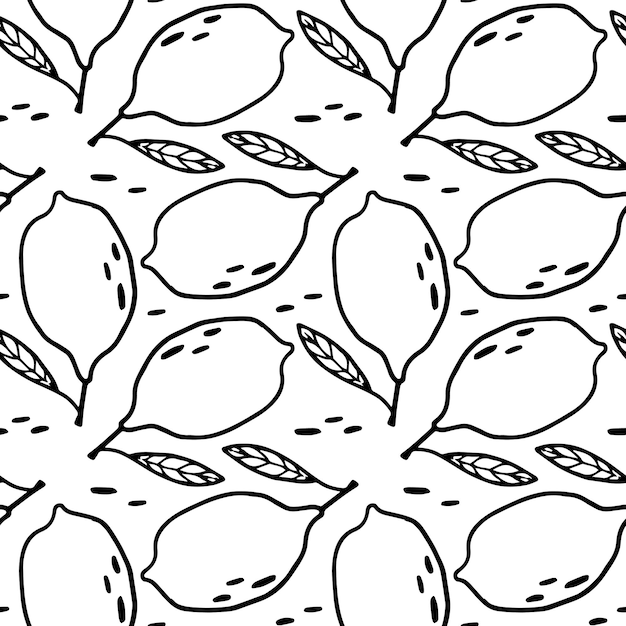 Pattern with cute doodle lemons sketch Hand drawn trendy background design background