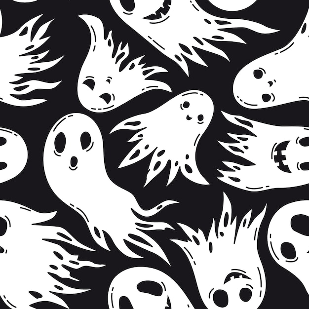 Vector pattern with cute ghosts