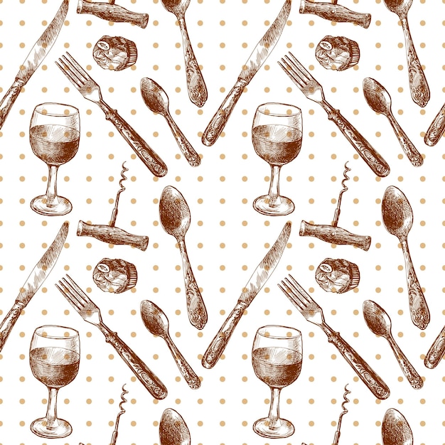 Vector pattern with cutlery