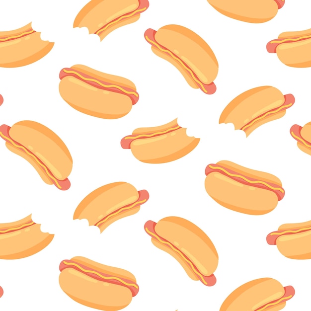 Pattern with delicious hot dog seamless pattern with hot hot dog vector illustration in cartoon style