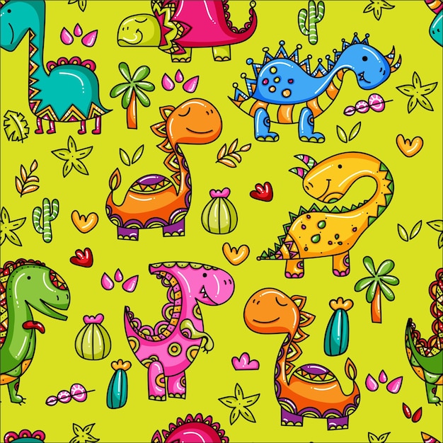 pattern with dinosaurs vector