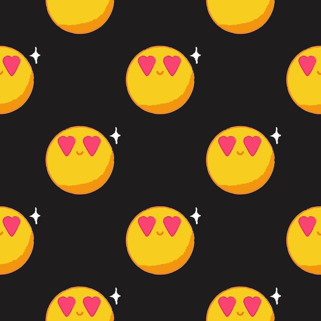 Pattern with emoji. Vector cartoon illustration