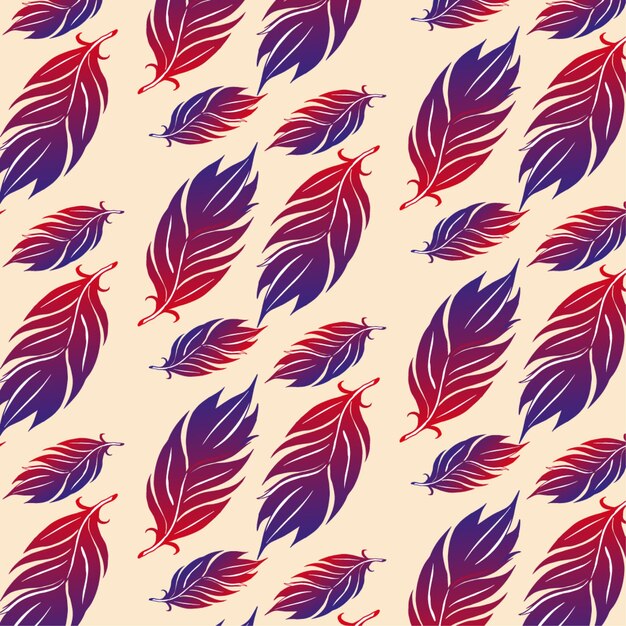 Vector a pattern with feathers on a beige background.