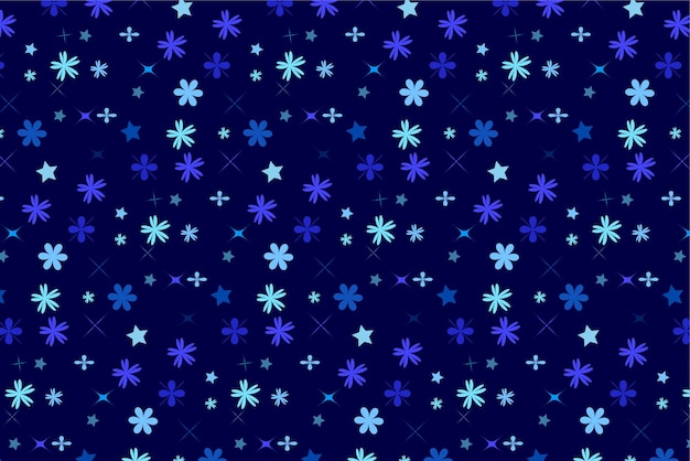 Pattern with floral geometric elements in blue tones abstract background