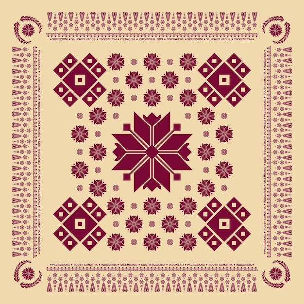 A pattern with a flower in red and yellow.