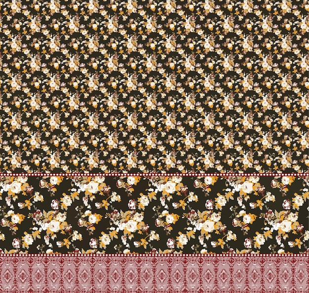 A pattern with flowers and a cross on it