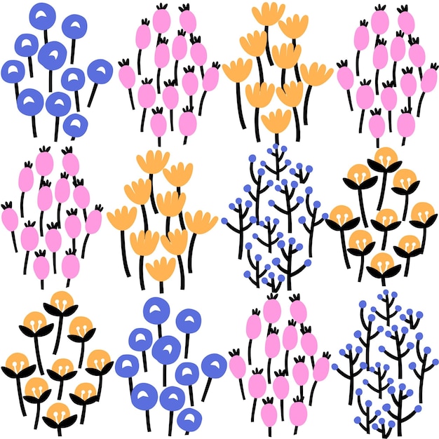 Pattern with flowers drawn in flat style vector illustration design for fabric paper etc