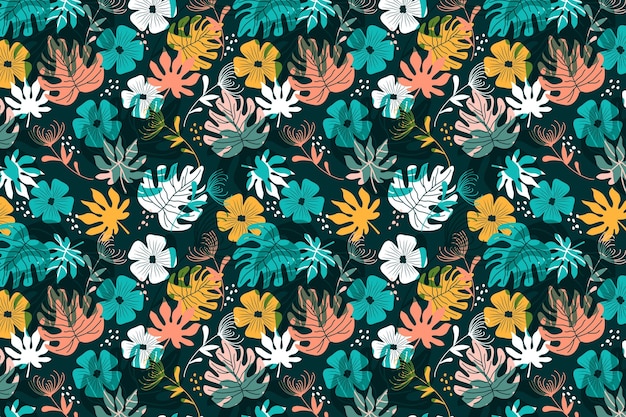 Pattern with flowers and leaves