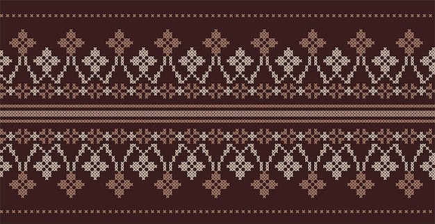 Vector pattern with flowers and snowflakes folk crossstitch scheme for embroidery and knitting