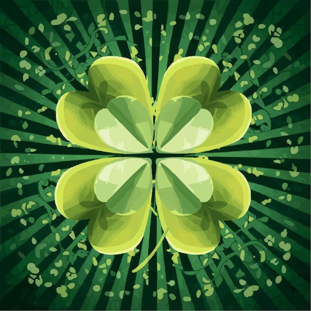 Vector pattern with four leaf with clover and gold circles