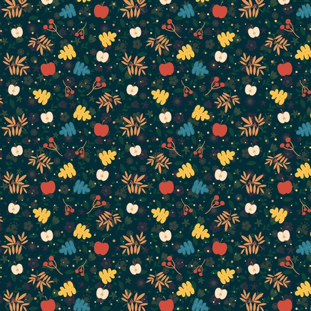 a pattern with fruit and berries on it