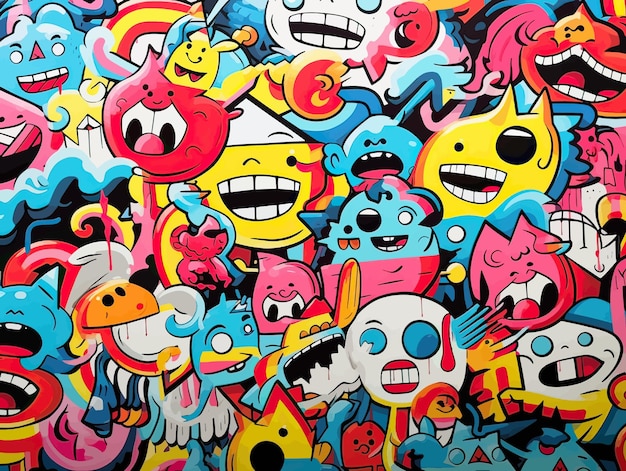 pattern with funny carton monsters Vector illustration