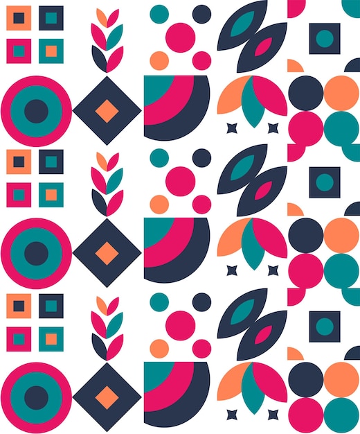 Pattern with geometric figures of various colors