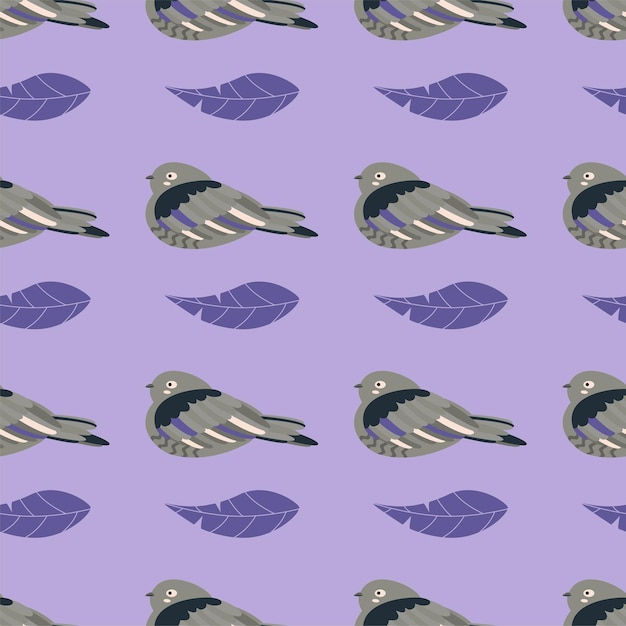 Vector pattern with goatsucker nighthawk bird