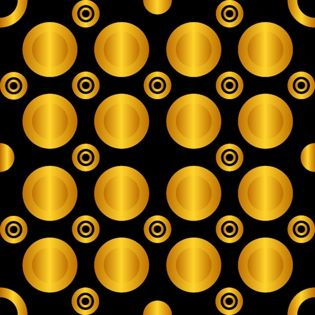 A pattern with gold circles on a black background