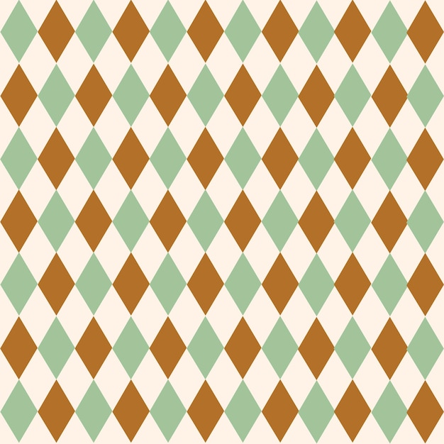 Vector pattern with green and brown rhombuses on a beige background great for fabric textile