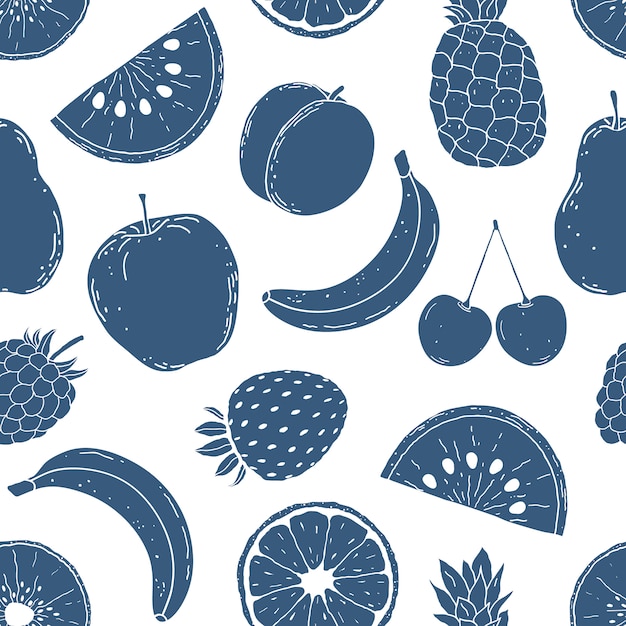 Pattern with hand drawn fruits