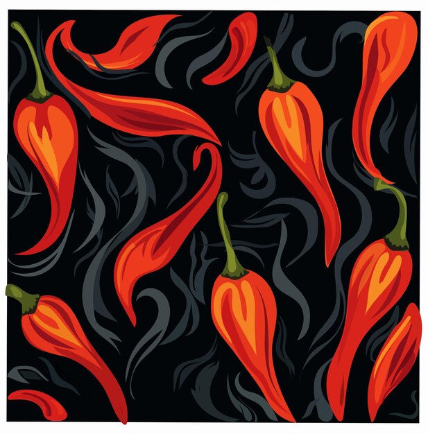 Vector pattern with hot red chili pepper