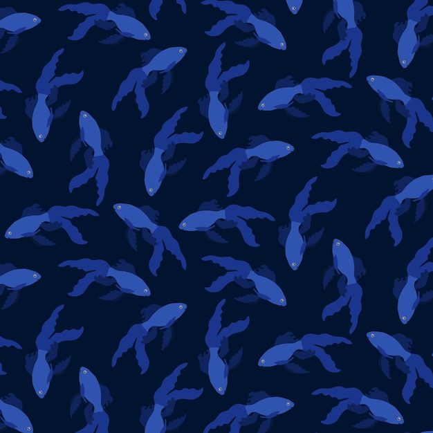 Uno schema con pesci identici che nuotano strettamente in direzioni diverse