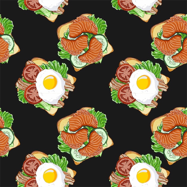 Vector pattern with the image of sandwiches with different fillings
