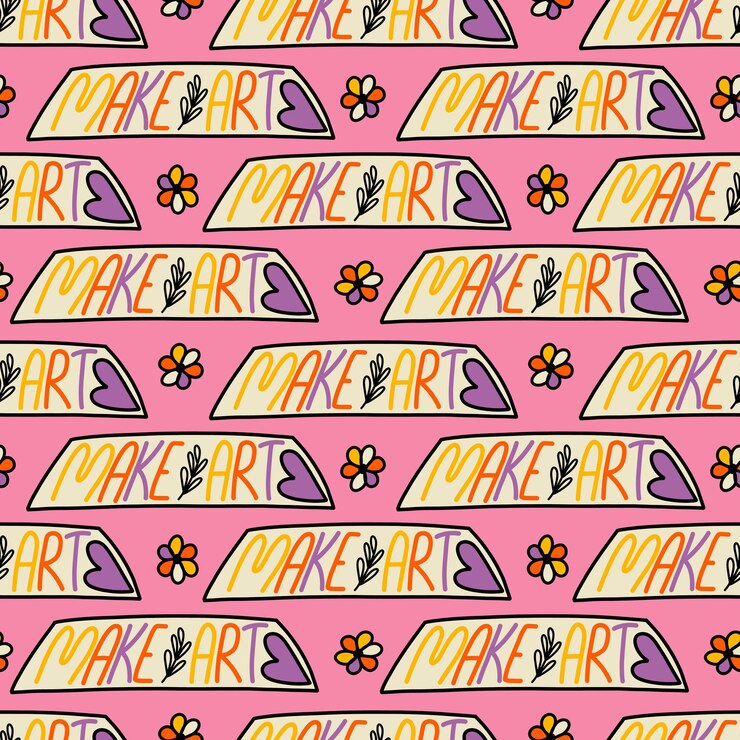 Vector a pattern with the inscription make love in the style of  a handdrawn vector pattern