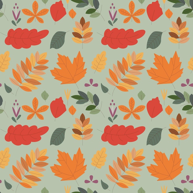 Pattern with leaves Hello autumn Elements on the autumn theme