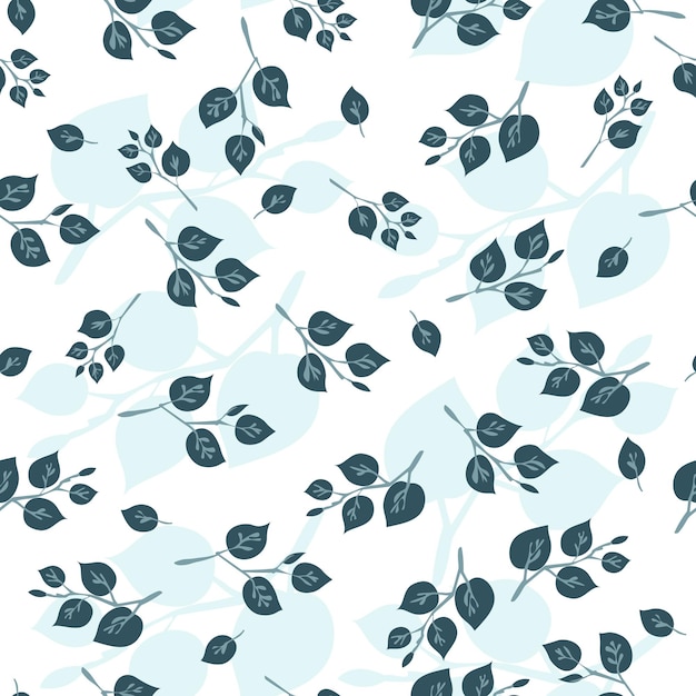 Pattern with leaves plants seamless pattern on a white background