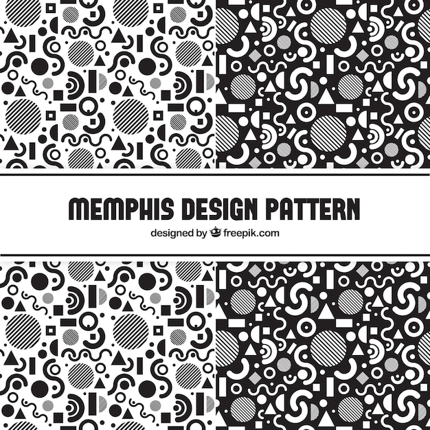 Pattern with little geometric shapes in black and white