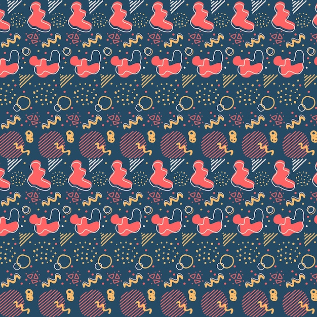 A pattern with a lot of different shapes and colors
