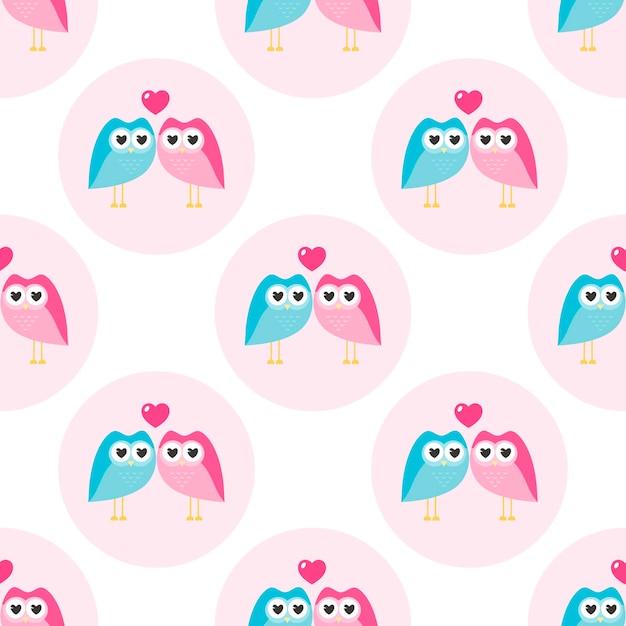 Pattern with loving owls