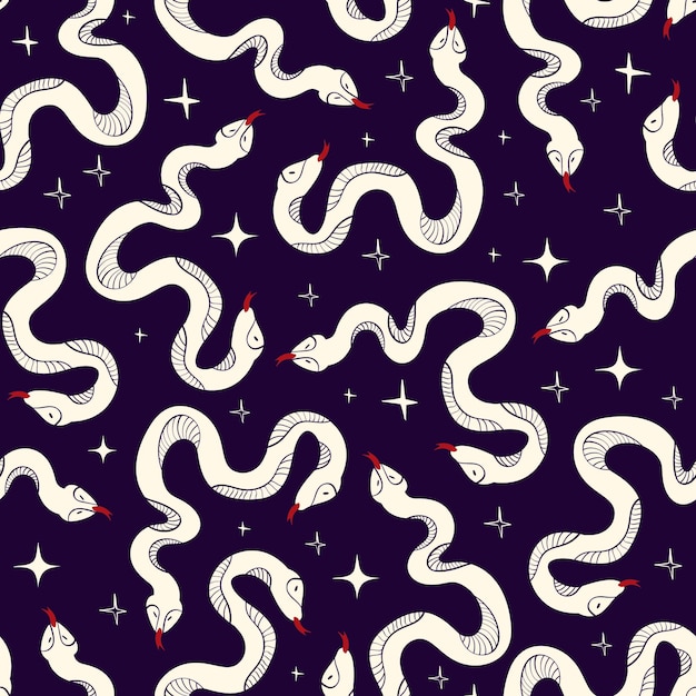 마법의 신비로운 뱀이 있는 패턴 이상한 기발한 뱀