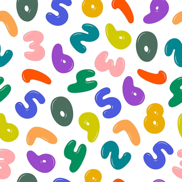 Pattern with numbers Cartoon numbers Seamless pattern with bright numbers