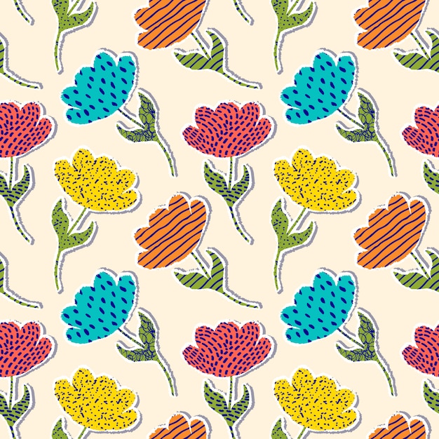 Pattern with paper tulips