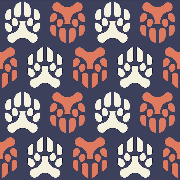 a pattern with a paw print of a paw print with a paw print