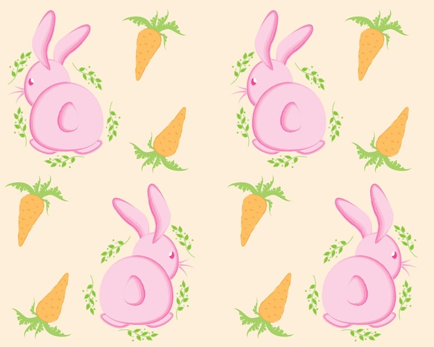 Pattern with pink rabbit and carrot