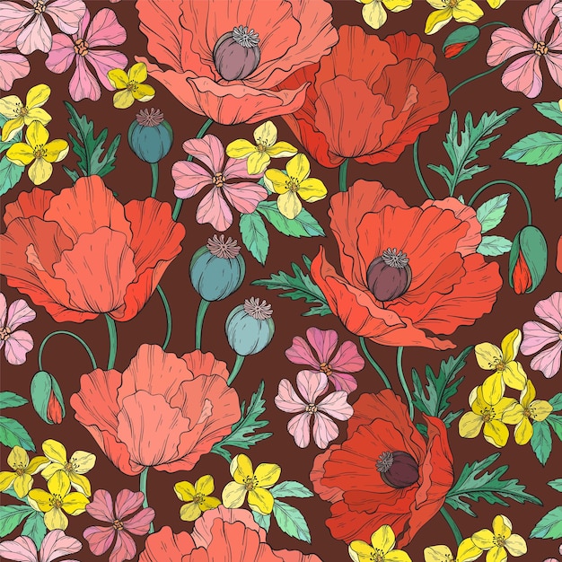 pattern with poppy flowers