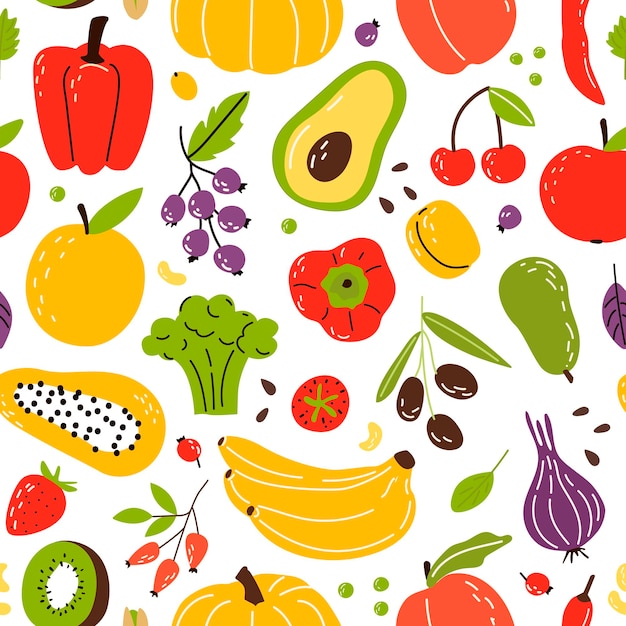 제품 건강 식품 패턴 과일 야채와 견과류